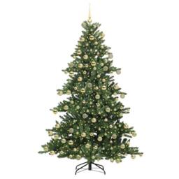 Berkfield Home Artificial Hinged Christmas Tree with 300 LEDs 180 cm PVC in Green - thumbnail 3