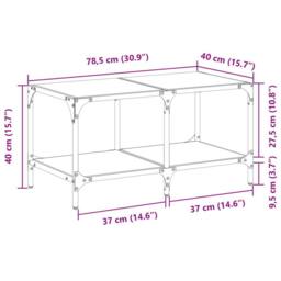 Berkfield Home Modern Coffee Table with Black Glass Top 78.5x40x40 cm Steel - thumbnail 9