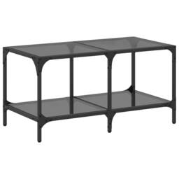Berkfield Home Modern Coffee Table with Black Glass Top 78.5x40x40 cm Steel - thumbnail 3