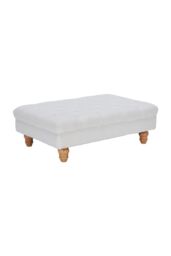 Living and Home Teddy Fleece Upholstered Footstool in White - thumbnail 4