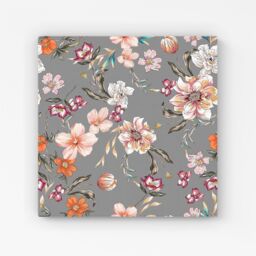 "Warren Reed - Designer Peony, Lily, Tulip, Daisy Colorful On Grey Background Canvas - Size: W30"" x H30""" - thumbnail 1