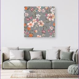 "Warren Reed - Designer Peony, Lily, Tulip, Daisy Colorful On Grey Background Canvas - Size: W30"" x H30""" - thumbnail 4