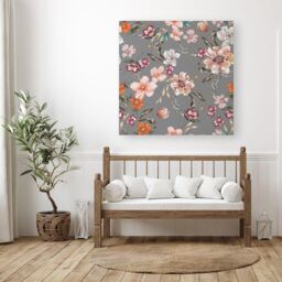 "Warren Reed - Designer Peony, Lily, Tulip, Daisy Colorful On Grey Background Canvas - Size: W30"" x H30""" - thumbnail 3