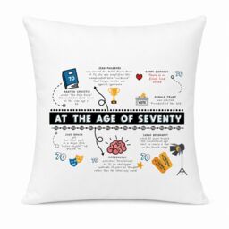 Afewhometruths 70th Birthday Fun Facts Cushion Gift in Off-White - Size: 40 cm x 40 cm - thumbnail 2