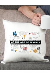Afewhometruths 70th Birthday Fun Facts Cushion Gift in Off-White - Size: 40 cm x 40 cm - thumbnail 1