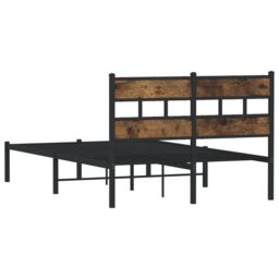 Berkfield Home Metal Bed Frame without Mattress Smoked Oak 120x190 cm Small Double in Brown - thumbnail 6