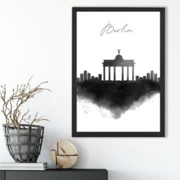 ARTZE Berlin Watercolour Skyline City Framed Print SIZE: A2 with Black Frame - Size: A4 - thumbnail 2