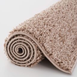 THE RUGS Beige Plain Soft High Pile Shaggy Rugs & Runners Living Room Bedroom - Size: 120 cm x 120 cm - thumbnail 6