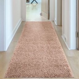 THE RUGS Beige Plain Soft High Pile Shaggy Rugs & Runners Living Room Bedroom - Size: 120 cm x 120 cm - thumbnail 8