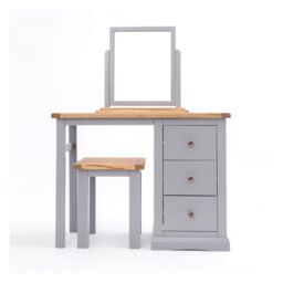 Cabinet Bits Rocca 3 Drawer Dressing Table Set Brass Knob in Grey