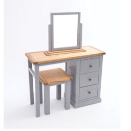 Cabinet Bits Rocca 3 Drawer Dressing Table Set Brass Knob in Grey - thumbnail 3