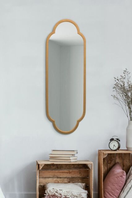 MirrorOutlet Gold Metal Framed Double Arched Oval Wall Mirror (102CM X 35.5CM) - Size: 1 Pack - image 1