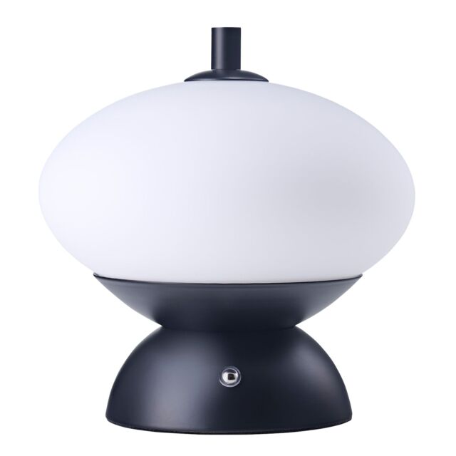 Happy Homewares Black Domed Rechargeable Touch Dimmable Table Lamp with Frosted Glass Shade - image 1
