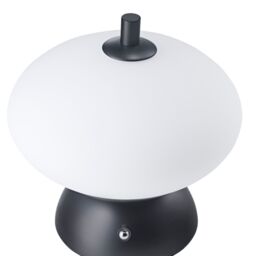 Happy Homewares Black Domed Rechargeable Touch Dimmable Table Lamp with Frosted Glass Shade - thumbnail 3