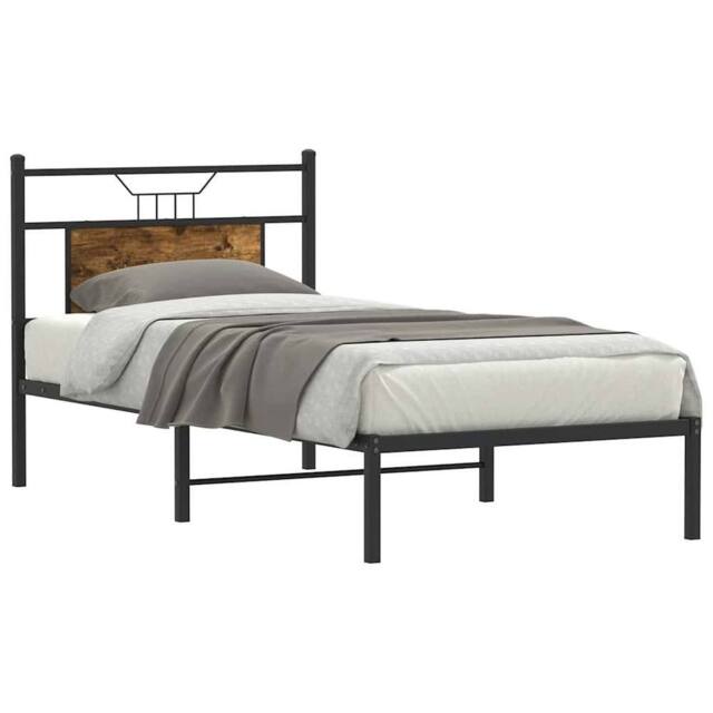 Berkfield Home Decorative Bed Frame without Mattress Smoked Oak 80x200 cm Engine in Brown - image 1