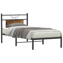 Berkfield Home Decorative Bed Frame without Mattress Smoked Oak 80x200 cm Engine in Brown - thumbnail 1