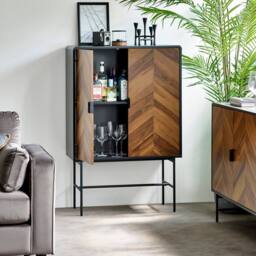Cheshire Premium Aldwick 2 Door Storage Cabinet in Black & Natural Brown Wood - thumbnail 4