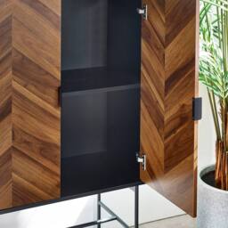 Cheshire Premium Aldwick 2 Door Storage Cabinet in Black & Natural Brown Wood - thumbnail 7