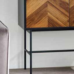 Cheshire Premium Aldwick 2 Door Storage Cabinet in Black & Natural Brown Wood - thumbnail 8