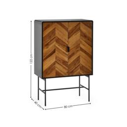 Cheshire Premium Aldwick 2 Door Storage Cabinet in Black & Natural Brown Wood - thumbnail 9