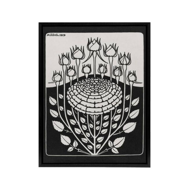 "Artery8 Rose Bush Flowers Vintage Floral Framed Canvas Wall Art Print de Graag in Black - Size: W12"" x H16""" - image 1