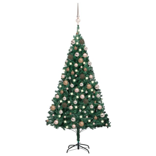 Berkfield Home Artificial Pre-lit Christmas Tree with Ball Set Green 150 cm PVC - image 1