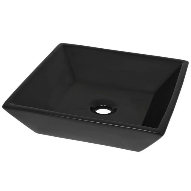 Berkfield Home Basin Ceramic Square Black 41.5x41.5x12 cm - image 1