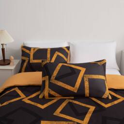 Grace Premium Microfiber Reversible Duvet Cover Set Hypoallergenic Bedding in Gold - Size: King - thumbnail 7