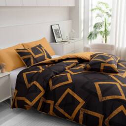 Grace Premium Microfiber Reversible Duvet Cover Set Hypoallergenic Bedding in Gold - Size: King - thumbnail 3
