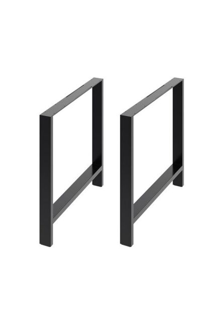 2Pcs 75x7x71cm H-Frame Metal Table Legs with Top Plate & Floor Protectors for DIY Tables in Black - Size: 75 x 7 x 71 cm