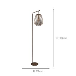Eglo Espinal Black Steel Caged Style Contemporary Floor Lamp in Brown - thumbnail 4