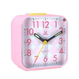 YnysTec Alarm Clock With Night Light No Tick Snooze Silent Bedside Clock in Pink - Size: 15 cm - thumbnail 1