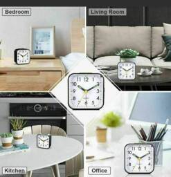 YnysTec Alarm Clock With Night Light No Tick Snooze Silent Bedside Clock in Pink - Size: 15 cm - thumbnail 2