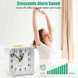 YnysTec Alarm Clock With Night Light No Tick Snooze Silent Bedside Clock in Pink - Size: 15 cm - thumbnail 5
