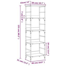 Berkfield Home Bookshelf Smoked Oak 50x33x153 cm Engineered Wood in Brown - Size: 50 x 33 x 153 cm - thumbnail 9
