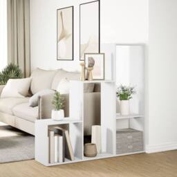 Berkfield Home Room Divider Bookcase 3-Tier White 123x29x123 cm Engineered Wood - Size: 123 x 29 x 123 cm - thumbnail 4