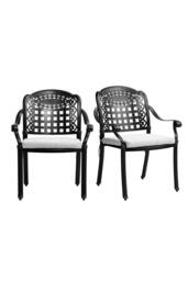 Living and Home Set of 2 Outdoor Dining Chairs with Cushions in Black - thumbnail 2