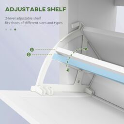 HOMCOM Narrow Shoe Cabinet with 2 Flip Drawers & Top Drawer, White - thumbnail 6