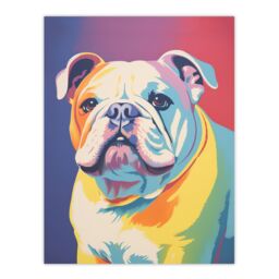 "Artery8 Wall Art Print British Bulldog Pastel Tones Screen Risograph Artwork Spot Block Colour Retro Riso Interior Design Poster - Size: W12"" x H16""" - thumbnail 1