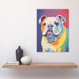 "Artery8 Wall Art Print British Bulldog Pastel Tones Screen Risograph Artwork Spot Block Colour Retro Riso Interior Design Poster - Size: W12"" x H16""" - thumbnail 4