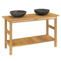 Berkfield Home Bathroom Vanity Cabinet with Black Marble Sinks Solid Wood Teak - thumbnail 3