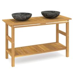 Berkfield Home Bathroom Vanity Cabinet with Black Marble Sinks Solid Wood Teak - thumbnail 2