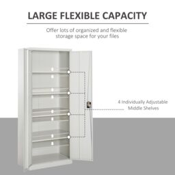 VINSETTO Filing Cabinet Storage Unit 2 Doors 5 Compartments Adjustable Shelf in White - thumbnail 5