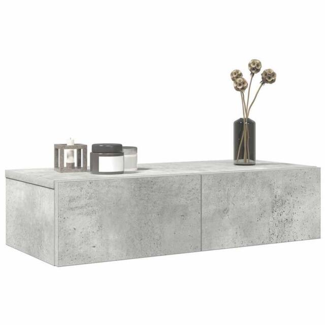 Berkfield Home Wall Shelf with Drawers Concrete Grey 60x26.5x15 cm Engineered Wood - image 1
