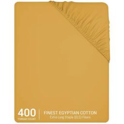 Pamposh 35cm Extra Deep Cotton Sateen Fitted Sheet - Soft & Smooth in Mustard - Size: Standard Pillow Case - thumbnail 2