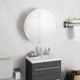 Berkfield Home Bathroom Cabinet with Round Mirror&LED White 40x40x17.5 cm - thumbnail 2