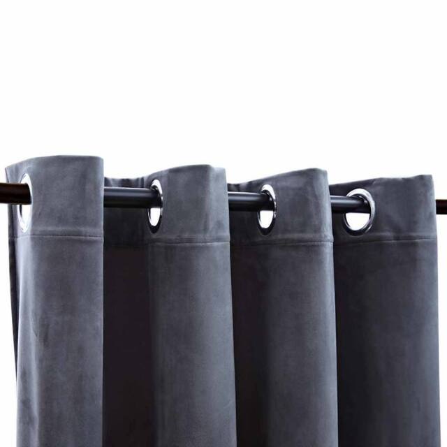 Berkfield Home Elegant Blackout Curtains with Rings 2 pcs Velvet Anthracite 140x in Dark Grey - image 1
