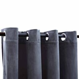 Berkfield Home Elegant Blackout Curtains with Rings 2 pcs Velvet Anthracite 140x in Dark Grey