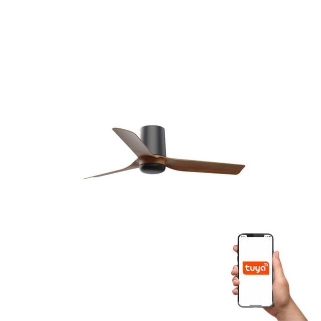 Netlighting Mini Punt Tub Small 3 Blade Ceiling Fan Black Walnut Smart in Brown
