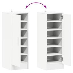 Berkfield Home Shoe Cabinet White 32x35x92 cm Engineered Wood - Size: 32 x 35 x 92 cm - thumbnail 8